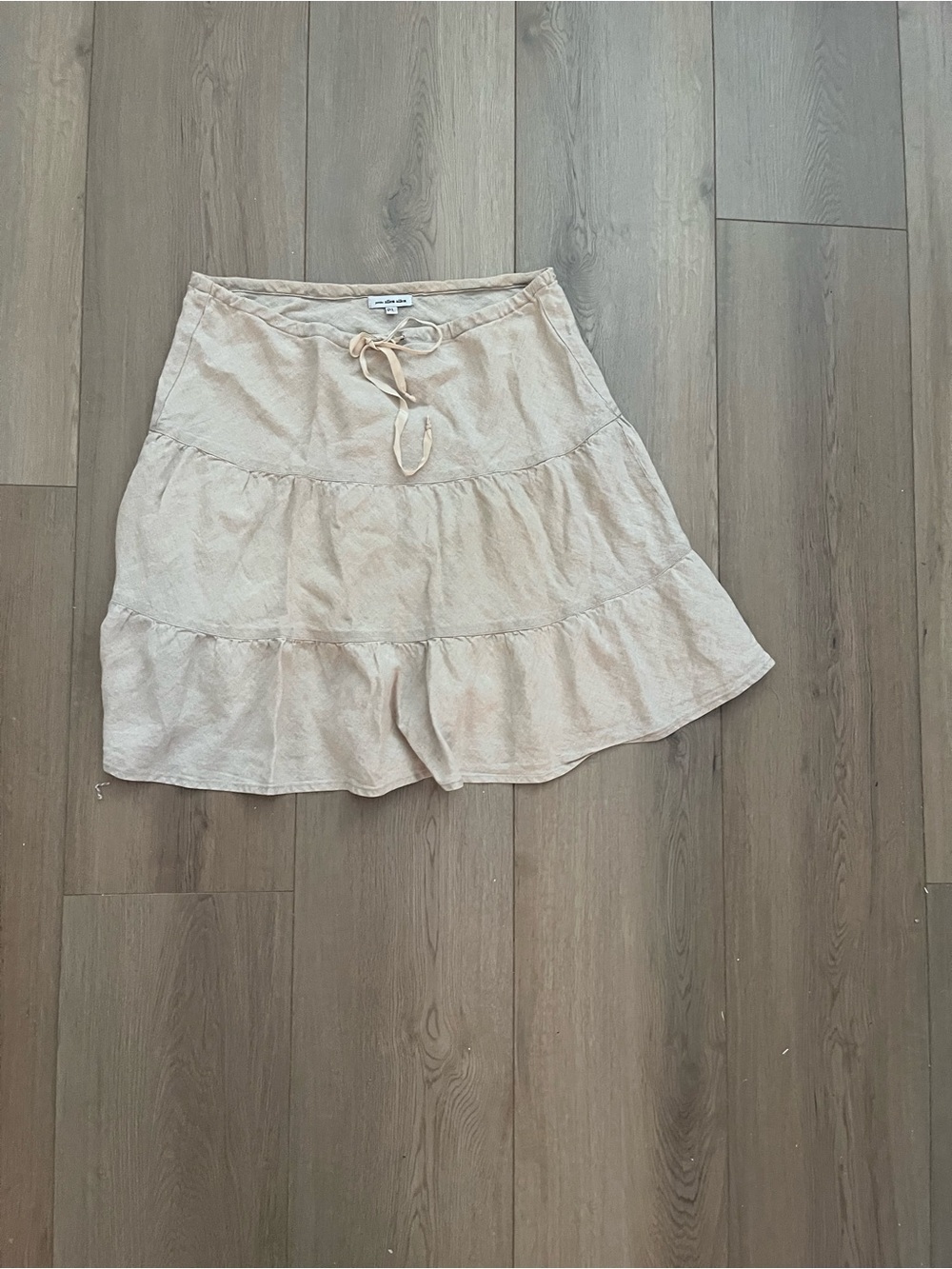 Allen Allen Light Beige Tiered Drawstring Skirt